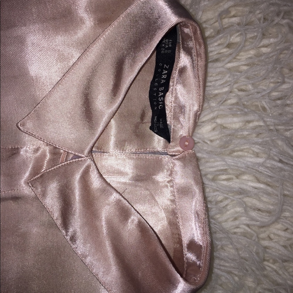 Pink Satin Zara Button Up Blouse
